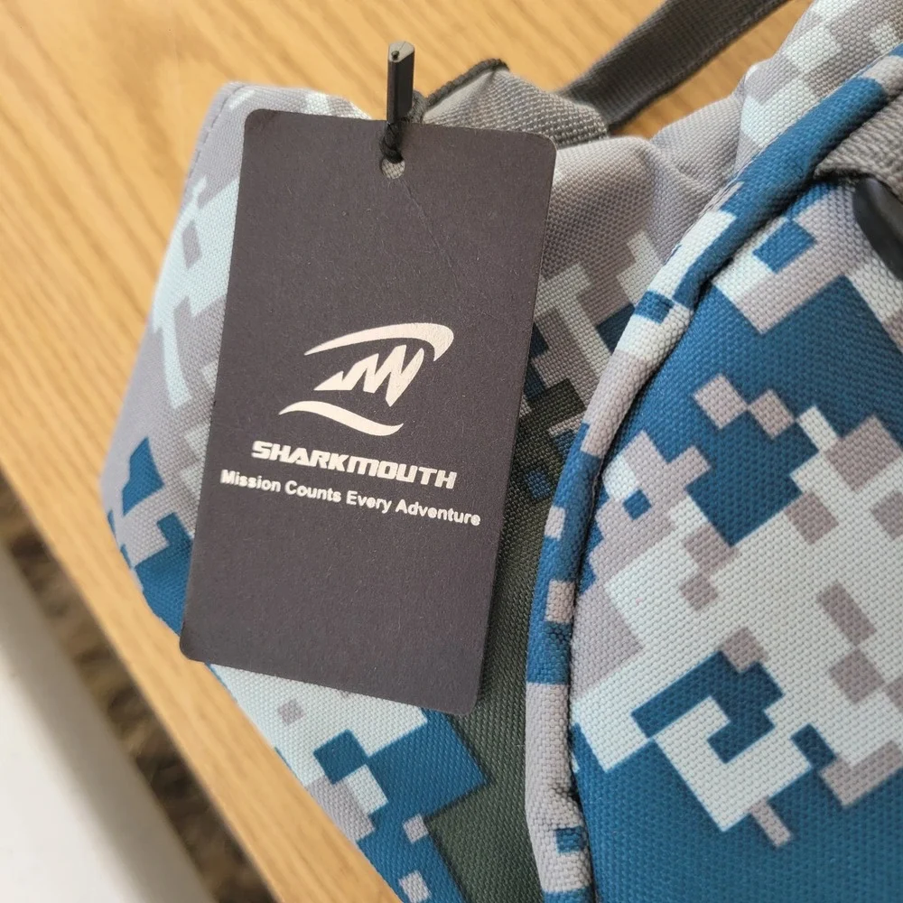 Sharkmouth Tactical Hydration Backpack Blue Digital Camo with Water Bladder NWT
